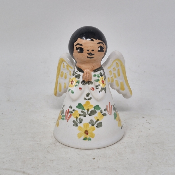 Other - Hand-Painted Mexican Pottery Angel Figurine with Floral Design